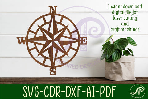 Compass wall art sign, SVG file. vector SVG APInspireddesigns 