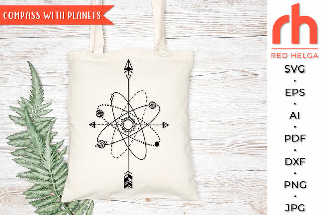 Compass with Planets SVG - Arrow Cut File SVG RedHelgaArt 