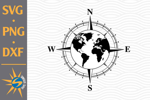 Compass World Map SVG, PNG, DXF Digital Files Include SVG SVGStoreShop 