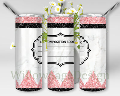 Composition Book Glitter 20oz Tumbler Wrap, Teacher Tumbler Png, Back To School Design Tumbler, Teacher Life Sublimation Design, Digital Download Sublimation WillowSageDesign 