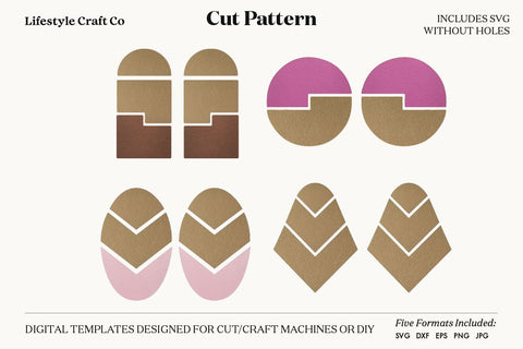 Compound Earring SVG, Faux Leather Earring Templates, Cricut cut file SVG Lifestyle Craft Co 