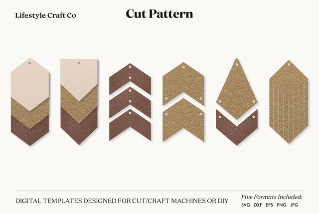 Compound Earring SVG, Faux Leather Earring Templates, Cricut cut file SVG Lifestyle Craft Co 