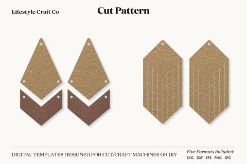 Compound Earring SVG, Faux Leather Earring Templates, Cricut cut file SVG Lifestyle Craft Co 