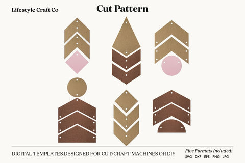 Compound Earring SVG, Faux Leather Earring Templates, Cricut cut file SVG Lifestyle Craft Co 
