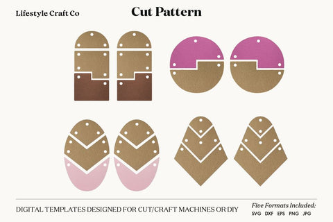 Compound Earring SVG, Faux Leather Earring Templates, Cricut cut file SVG Lifestyle Craft Co 