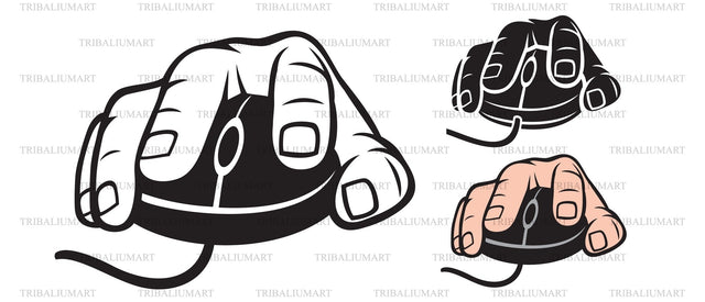 Computer mouse in hand SVG TribaliumArtSF 