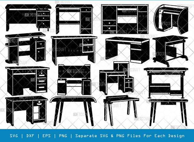 Computer Table SVG, Table Silhouette, Computer Desk Svg, Laptop Table Svg, Table Bundle, SB00786 SVG ETC Craft 