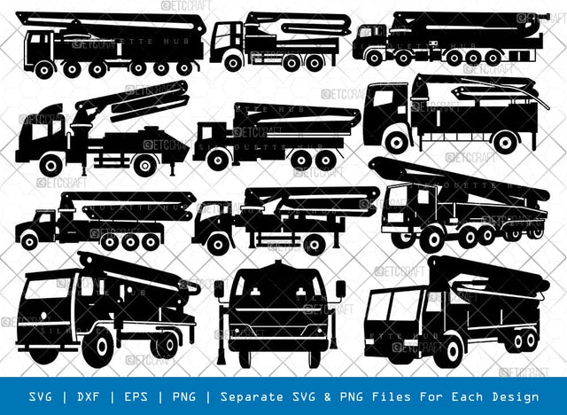 Concrete Pump Truck Silhouette, Pump Truck SVG, Truck Svg, Transportation Svg, Cement Pump Truck Svg, Pump Truck Bundle, SB00910 SVG ETC Craft 