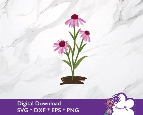 Coneflower Trio SVG - Echinacea, Wildflower svg, flowers clip art SVG DawnKDesigns 