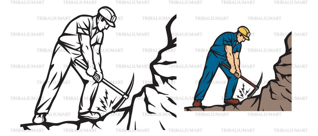 Confident Coal Miner With Pick Ax SVG TribaliumArtSF 