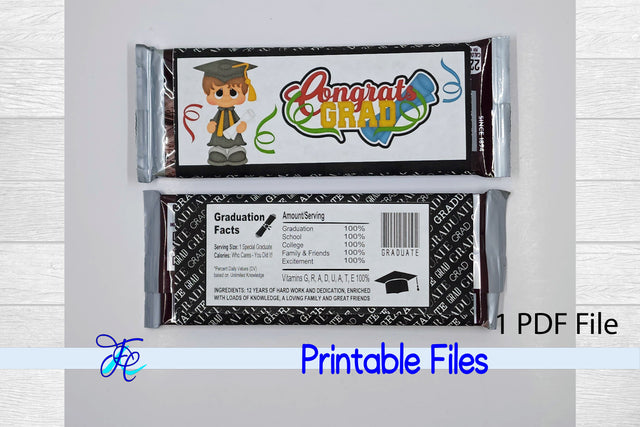 Congrats Grad Boy Candy Bar Wrap Digital Pattern Family Creations 