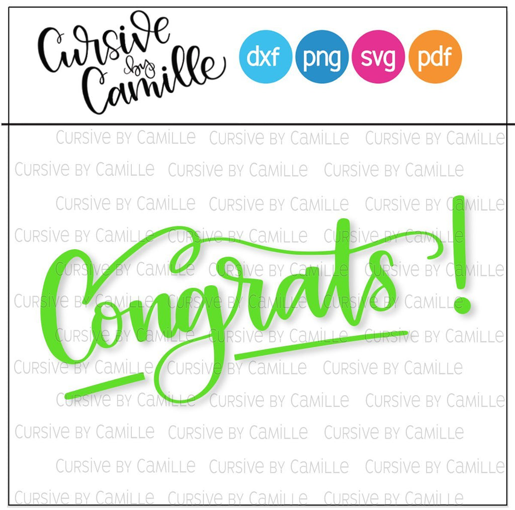 Congrats! Hand Lettered Cut File SVG DXF PNG - So Fontsy