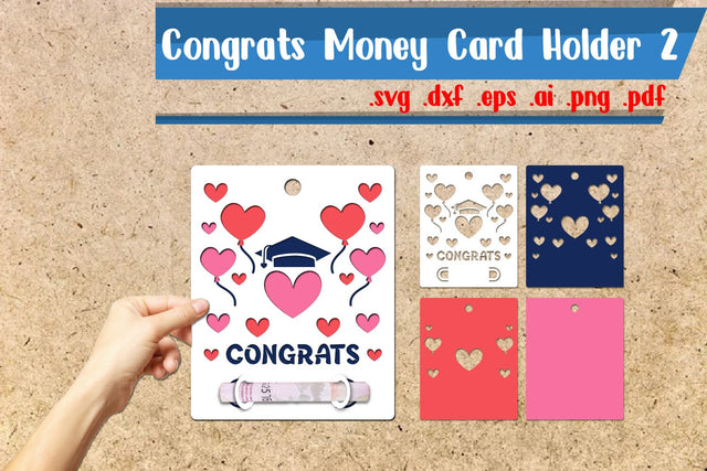 Congrats Money Cards Holder Paper Cut 2 3D Paper zafrans studio 