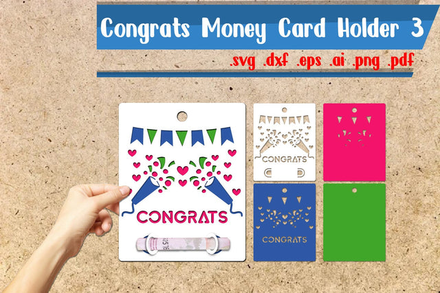 Congrats Money Cards Holder Paper Cut 3 3D Paper zafrans studio 