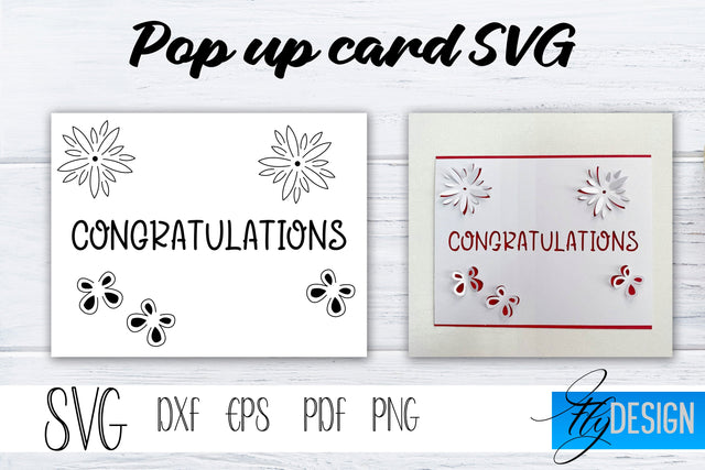 Congratulations Pop Up Card SVG, Pop-Up Greeting Card, Cricut Pop Up Card, Pop Up Wedding SVG, Mothers Day Svg, 3D Card, Birthday SVG Card SVG Fly Design 