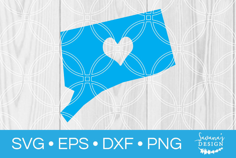 Connecticut State with Heart SVG SavanasDesign 