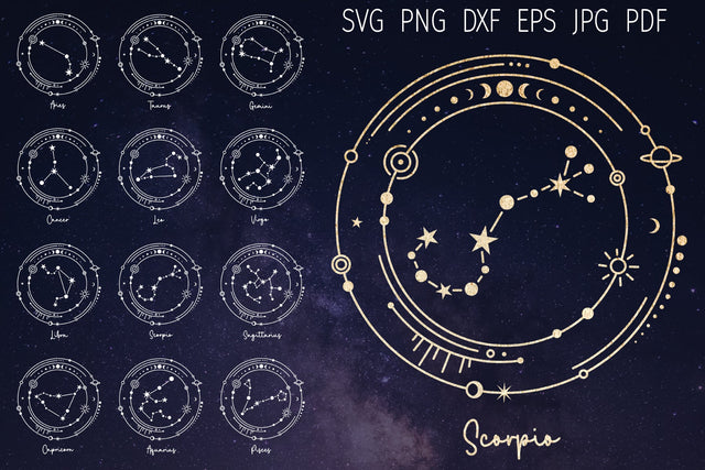 Constellation svg, zodiac signs, zodiac constellations SVG Digital Rainbow Shop 