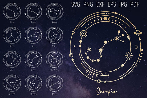Constellation svg, zodiac signs, zodiac constellations SVG Digital Rainbow Shop 