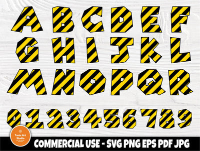 Construction font SVG | Under construction svg | Construction alphabet | Construction letters svg | Construction numbers | Kids Birthday svg SVG TonisArtStudio 