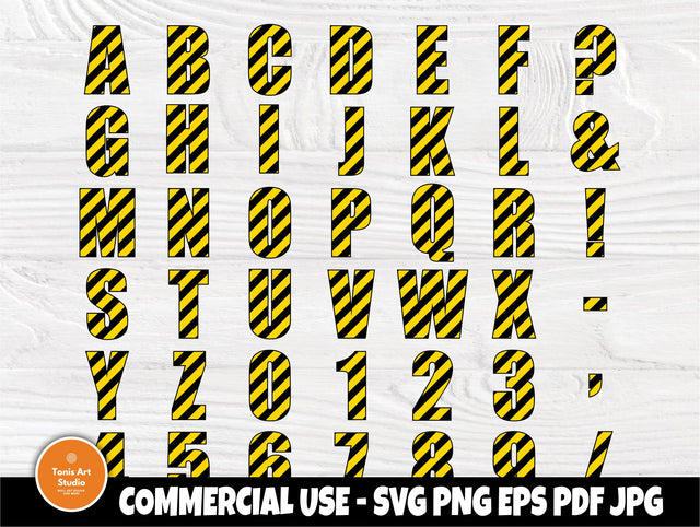 Construction font SVG | Under construction svg | Construction alphabet | Construction letters svg | Construction numbers | Kids Birthday svg SVG TonisArtStudio 