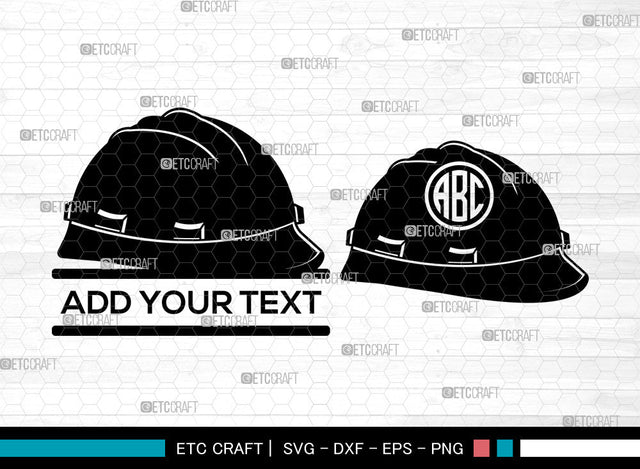 Construction Hat Monogram SVG, Helmet Svg, Safety Equipment Svg, Worker Helmet Svg, Builders Hat Svg, Split Monogram Svg SVG ETC Craft 