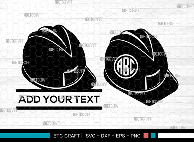 Construction Hat Monogram SVG, Helmet Svg, Safety Equipment Svg, Worker Helmet Svg, Builders Hat Svg, Split Monogram Svg SVG ETC Craft 