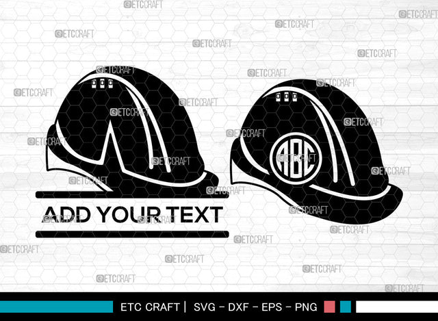 Construction Hat Monogram SVG, Helmet Svg, Safety Equipment Svg, Worker Helmet Svg, Builders Hat Svg, Split Monogram Svg SVG ETC Craft 