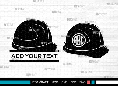 Construction Hat Monogram SVG, Helmet Svg, Safety Equipment Svg, Worker Helmet Svg, Builders Hat Svg, Split Monogram Svg SVG ETC Craft 