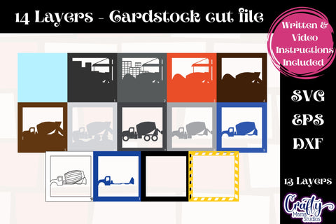 Construction Site 3D Layered Shadow Box Svg, Concrete Truck SVG Crafty Mama Studios 