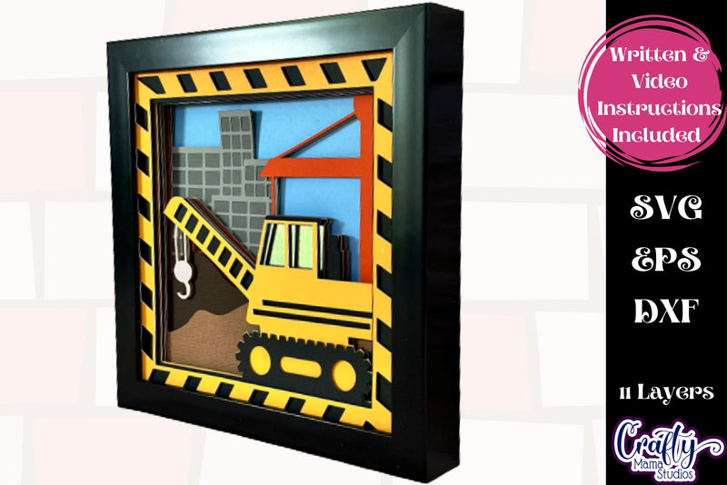 Construction Site 3D Layered Shadow Box Svg, Crane Paper Svg - So Fontsy
