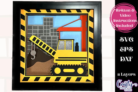 Construction Site 3D Layered Shadow Box Svg, Crane Paper Svg SVG Crafty Mama Studios 
