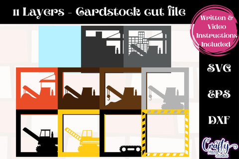 Construction Site 3D Layered Shadow Box Svg, Crane Paper Svg SVG Crafty Mama Studios 