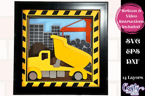 Construction Site 3D Layered Shadow Box Svg, Dump Truck Svg SVG Crafty Mama Studios 