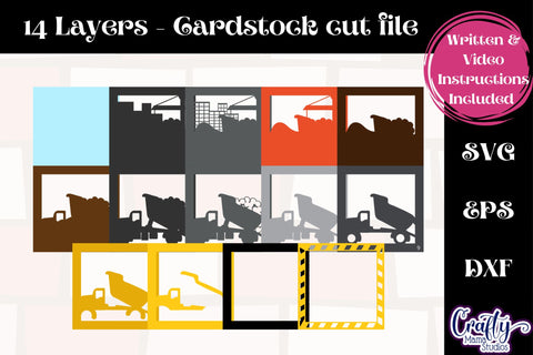 Construction Site 3D Layered Shadow Box Svg, Dump Truck Svg SVG Crafty Mama Studios 