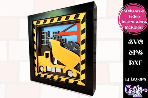 Construction Site 3D Layered Shadow Box Svg, Dump Truck Svg SVG Crafty Mama Studios 