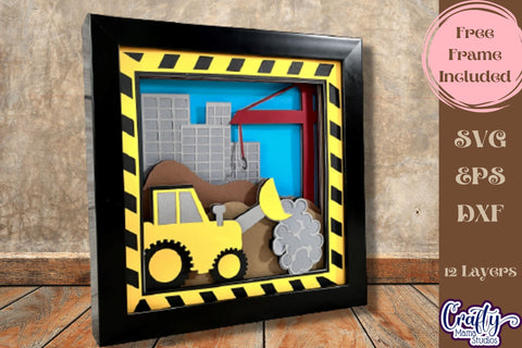 Construction Site 3D Layered Shadow Box Svg, Tractor Work SVG Crafty Mama Studios 