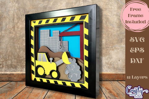 Construction Site 3D Layered Shadow Box Svg, Tractor Work SVG Crafty Mama Studios 