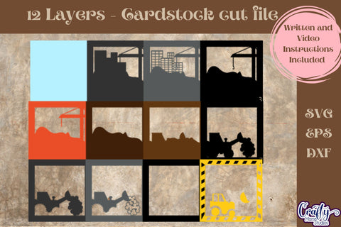 Construction Site 3D Layered Shadow Box Svg, Tractor Work SVG Crafty Mama Studios 