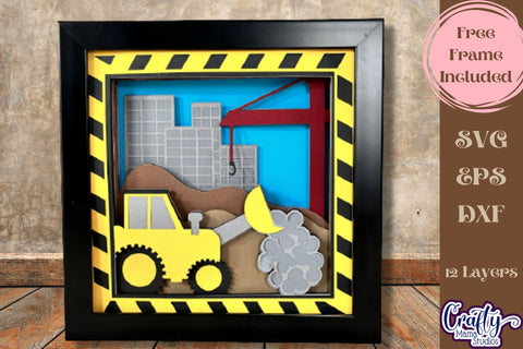 Construction Site 3D Layered Shadow Box Svg, Tractor Work SVG Crafty Mama Studios 