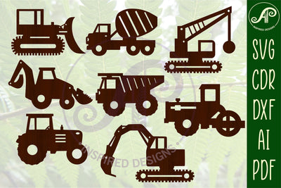 Construction vehicle Silhouette laser cut shapes x 8 SVG SVG APInspireddesigns 