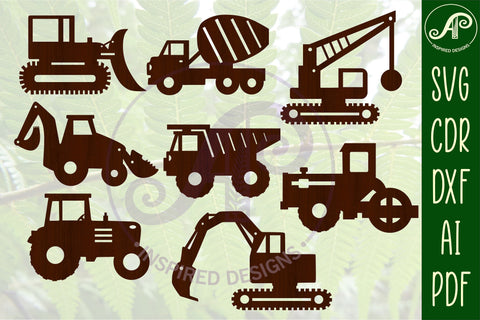 Construction vehicle Silhouette laser cut shapes x 8 SVG SVG APInspireddesigns 