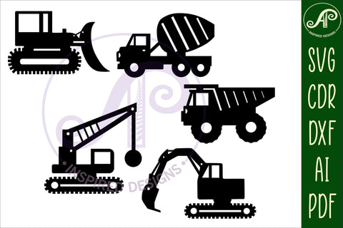 Construction vehicle Silhouette laser cut shapes x 8 SVG SVG APInspireddesigns 
