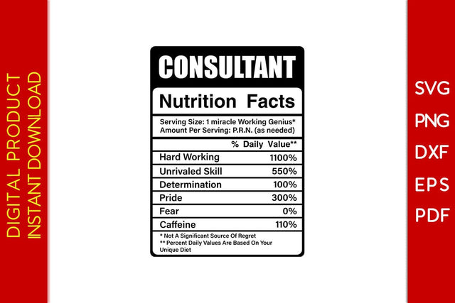Consultant Nutrition Facts SVG PNG PDF Cut File SVG Creativedesigntee 