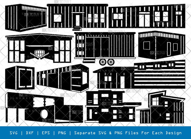 Container Home Silhouette, Container Home SVG, Portable Home Svg, Portable Building Svg, Container Home Bundle, SB00840 SVG ETC Craft 