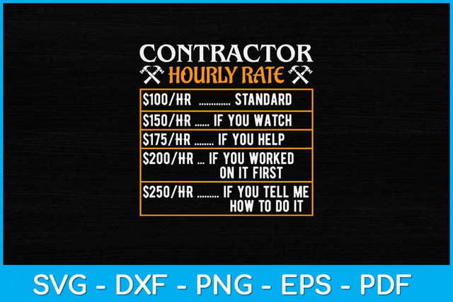 Contractor Hourly Rate Price Chart Funny Contractor Svg Design SVG artprintfile 