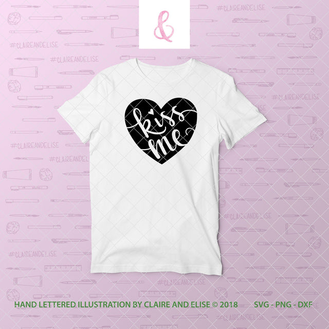 Conversation Heart - Kiss Me - SVG PNG DXF CUT FILE SVG Claire And Elise 