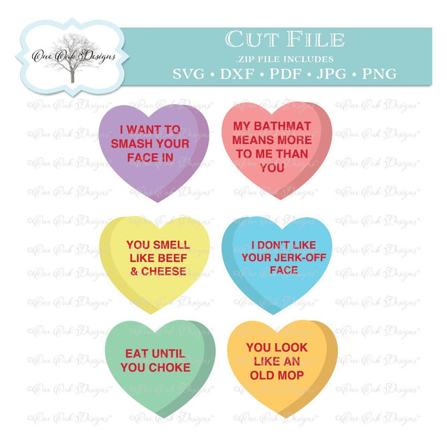 Conversation Hearts Movie Insults Edition SVG One Oak Designs