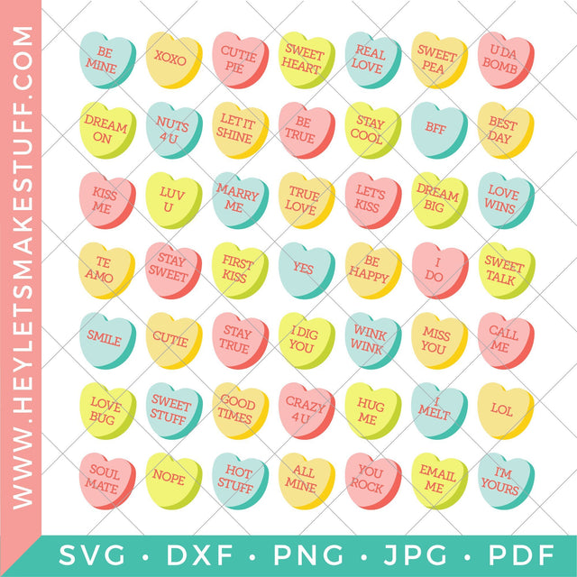 Conversation Hearts SVG Hey Let's Make Stuff 