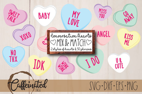 Conversation Hearts SVG SVG Caffeinated SVGs 