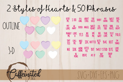 Conversation Hearts SVG SVG Caffeinated SVGs 